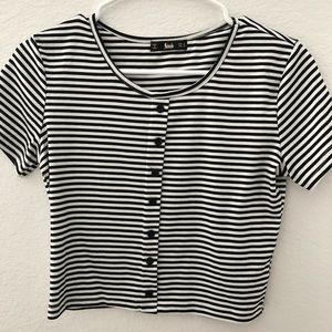 cropped button down striped shirt